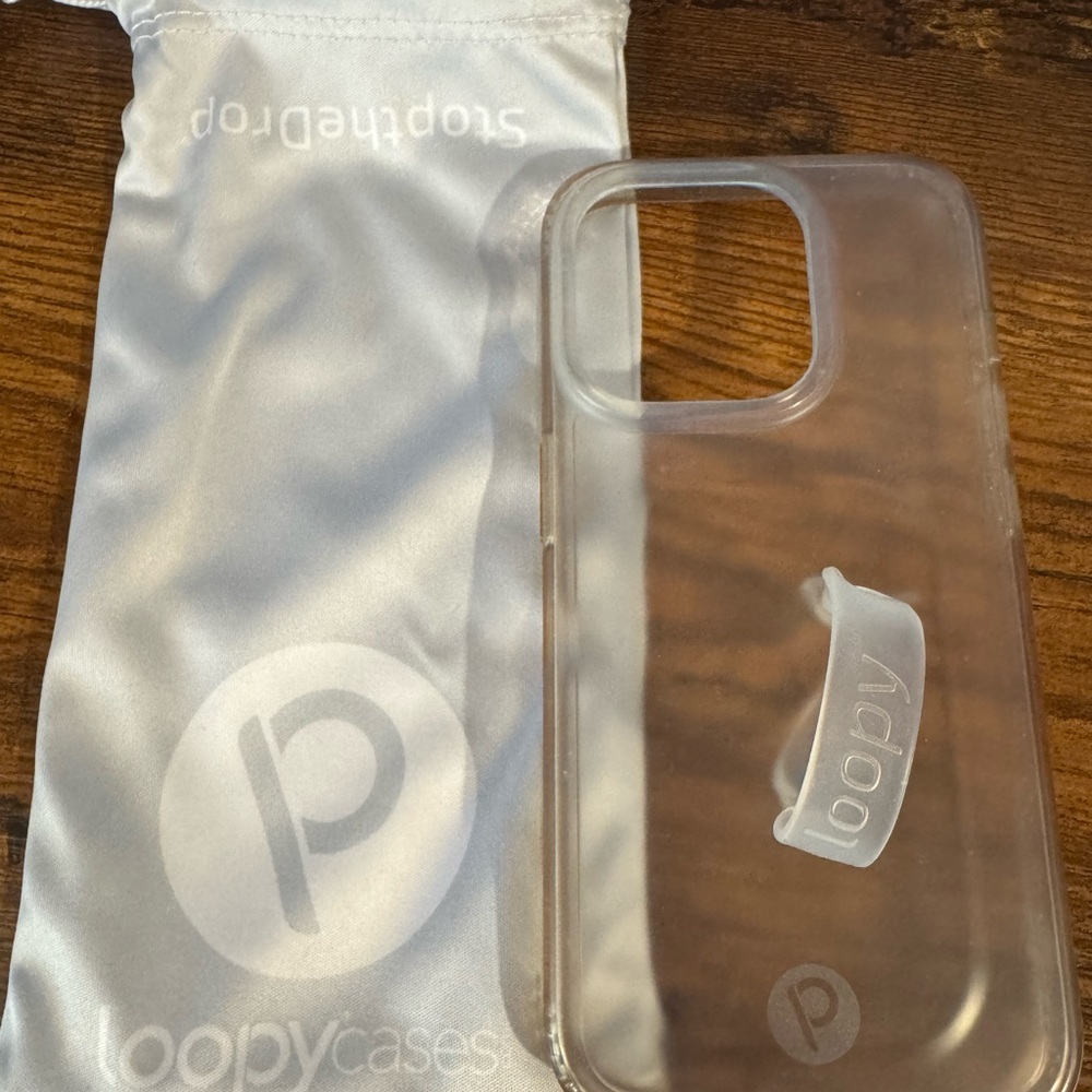 Loopy Case Matte Clear iPhone 15 pro Case, lefty